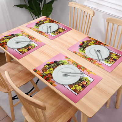 Heart Home Rectangular Pack of 6 Table Placemat(Pink, PVC)