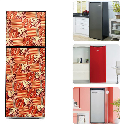 JM Homefurnishings Refrigerator  Cover(Width: 66.3 cm, Orange, Yellow)