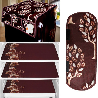 Crosmo Refrigerator  Cover(Width: 56 cm, Brown, white, Cream)
