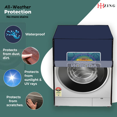 Hizing Front Loading Washing Machine  Cover(Width: 71 cm, Blue, White)