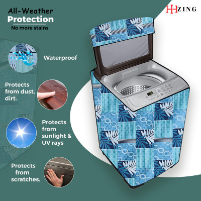 Hizing Top Loading Washing Machine  Cover(Width: 61 cm, Cyan, Blue)