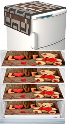 REVEXO Refrigerator  Cover(Width: 56 cm, Brown, Blue)