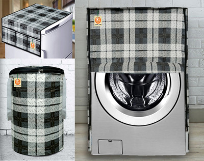 Kanushi Industries Front Loading Washing Machine  Cover(Width: 58 cm, Black, White)