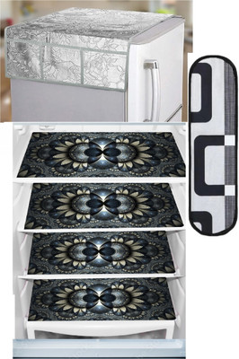 REVEXO Refrigerator  Cover(Width: 56.6 cm, Grey, Black)