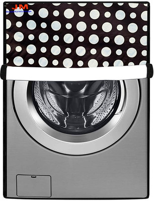 JM Homefurnishings Front Loading Washing Machine  Cover(Width: 62 cm, Black, White)