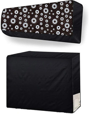 Priyabhakta Air Conditioner  Cover(Width: 23 cm, Split AC Cover Set of Indoor & Outdoor Units for 1.5 Ton, Black White Flower)