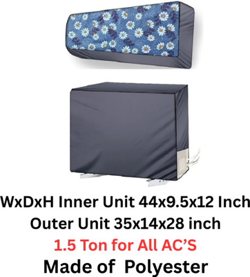 ASHTAAPAD Air Conditioner  Cover(Width: 111 cm, Grey Blue White Flower)