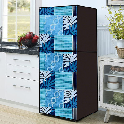 JM Homefurnishings Refrigerator  Cover(Width: 70.5 cm, Blue, White)
