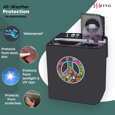 Hizing Semi-Automatic Washing Machine  Cover(Width: 71 cm, Grey, Purple)