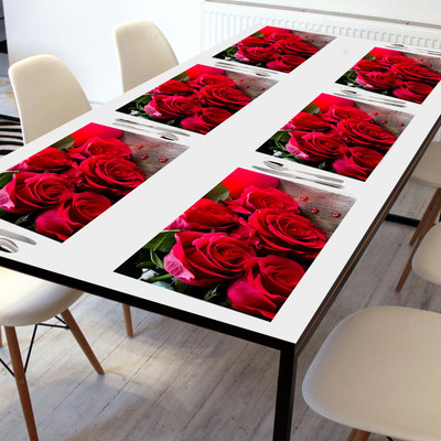 GRISHA Rectangular Pack of 6 Table Placemat(Red, PVC)