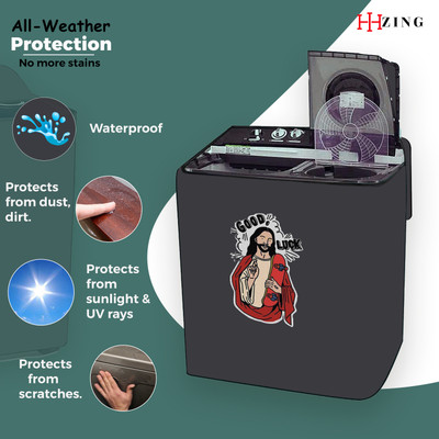 Hizing Semi-Automatic Washing Machine  Cover(Width: 89 cm, Grey, Red)