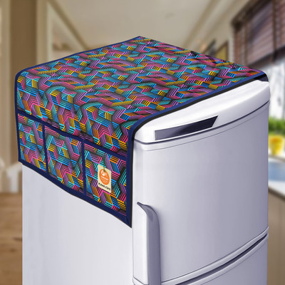 Kanushi Industries Refrigerator  Cover(Width: 99 cm, Blue)