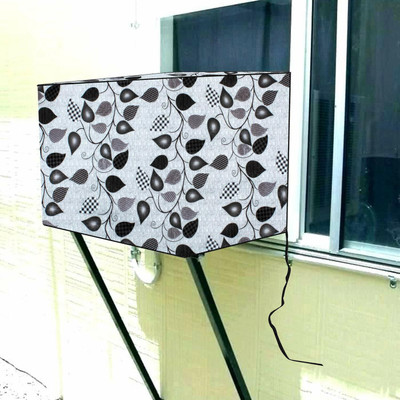MW PRINTS Air Conditioner  Cover(Width: 68.58 cm, Grey Leaf)