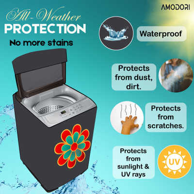 Amodori Top Loading Washing Machine  Cover(Width: 56 cm, Grey, Red)