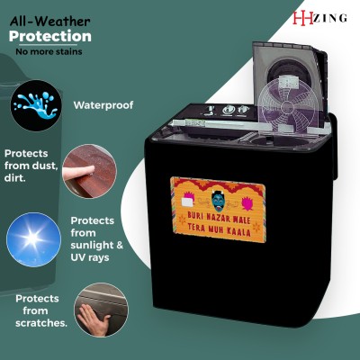 Hizing Semi-Automatic Washing Machine  Cover(Width: 90 cm, Black, Orange)