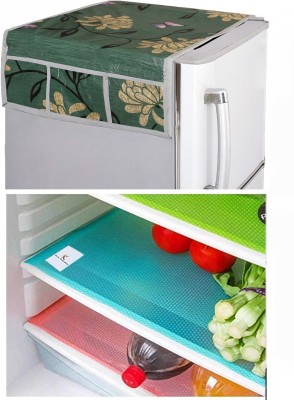 KUBER INDUSTRIES Refrigerator  Cover(Width: 98 cm, Green)