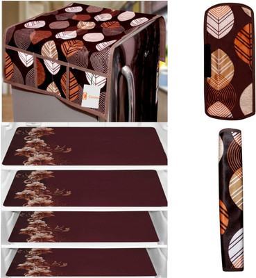 Crosmo Refrigerator  Cover(Width: 64 cm, Brown, white)