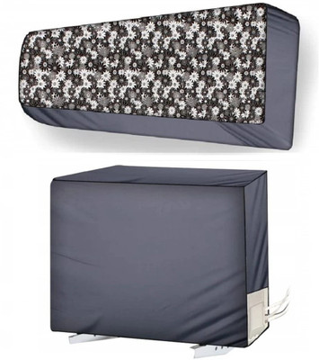 Lala Maneet Air Conditioner  Cover(Width: 114.3 cm, Grey Black White Flower)