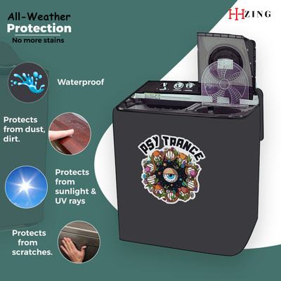Hizing Semi-Automatic Washing Machine  Cover(Width: 90 cm, Grey, Multicolor)