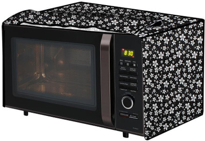 dyanifashion Microwave Oven  Cover(Width: 34.29 cm, PVC Microwave Oven Cover for IFB 30L-30BRC2, Black Flower)
