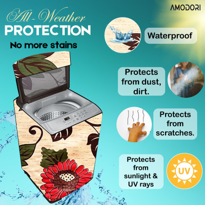 Amodori Top Loading Washing Machine  Cover(Width: 43 cm, Beige, Red)