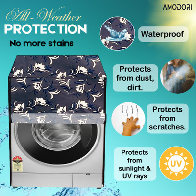 Amodori Front Loading Washing Machine  Cover(Width: 64 cm, Grey, White)