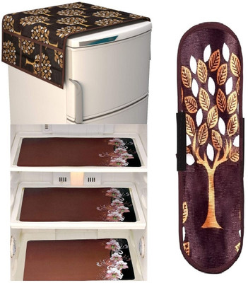 HOMCOV Refrigerator  Cover(Width: 99.04 cm, BROWN)