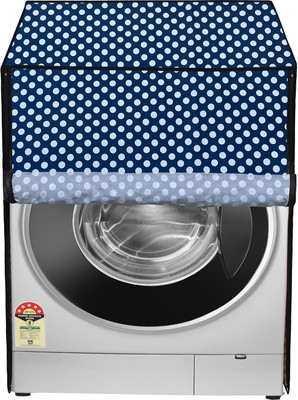 Homeify Front Loading Washing Machine  Cover(Width: 64 cm, White, Blue)
