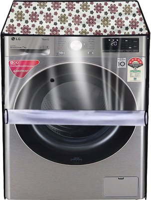 Homeify Front Loading Washing Machine  Cover(Width: 63 cm, White, Maroon)