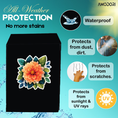 Amodori Front Loading Washing Machine  Cover(Width: 68 cm, Black, Orange)