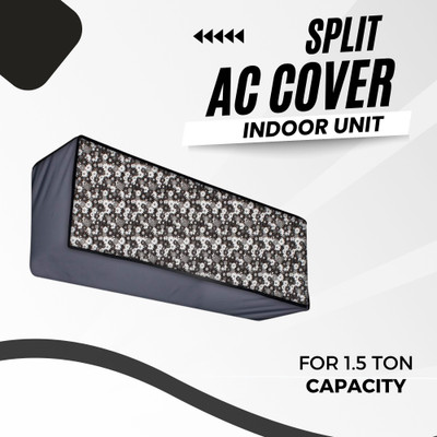 Lala Maneet Air Conditioner  Cover(Width: 33.02 cm, Grey Black White Flower)