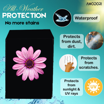 Amodori Front Loading Washing Machine  Cover(Width: 67 cm, Black, Pink)