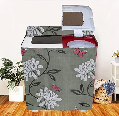 E-Retailer Semi-Automatic Washing Machine  Cover(Width: 84 cm, Height-94cm) 1Pc Fridge Top Cover With Utility Pockets (Green, Set Contains-2Pcs)