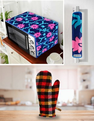 E-Retailer Microwave Oven  Cover(Width: 53 cm, Length-91cm) With 1Pc Handle Cover and 1Pc Oven Gloves (Pink, Set Contains-3Pcs.)