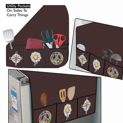 Hizing Refrigerator  Cover(Width: 55.879999999999995 cm, Brown)
