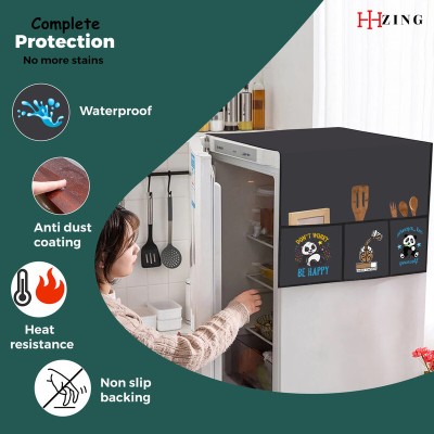 Hizing Refrigerator  Cover(Width: 55.879999999999995 cm, Grey)