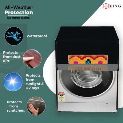 Hizing Front Loading Washing Machine  Cover(Width: 62 cm, Black, Orange)