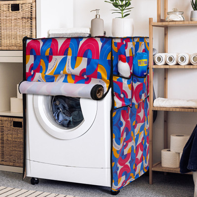 Glassiano Top Loading Washing Machine  Cover(Width: 58.44 cm, Pink & Blue)