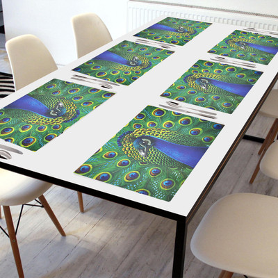 Crosmo Rectangular Pack of 6 Table Placemat(Blue, Green, PVC)