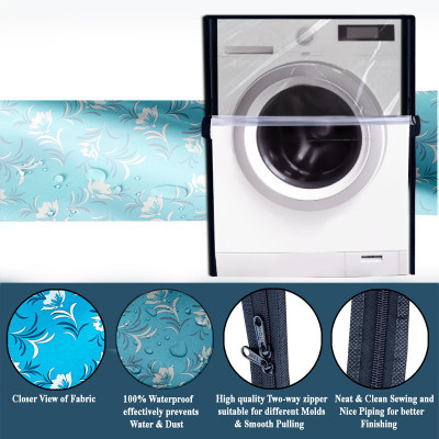 Delideal Front Loading Washing Machine  Cover(Width: 71 cm, Turquoise Blue, White)