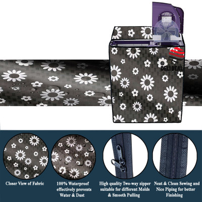 SAVEIT Top Loading Washing Machine  Cover(Width: 63 cm, Black, White)