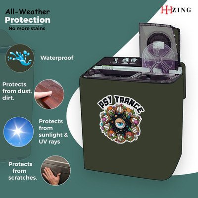 Hizing Semi-Automatic Washing Machine  Cover(Width: 76 cm, Green, Multicolor)