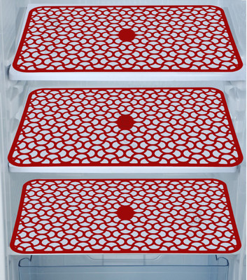 E-Retailer Fridge Mat(Width: 43 cm, PVC) Mats Set of 3 Pcs (Color-Plain Red)