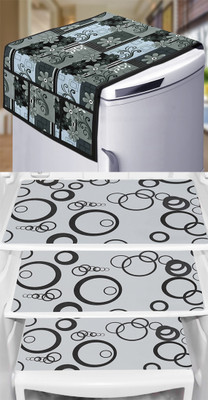 KANUSHI Refrigerator  Cover(Width: 91 cm, Black, silver)