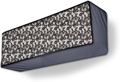 MW PRINTS Air Conditioner  Cover(Width: 33.02 cm, Split Indoor AC Cover Unit for 2 Ton, Grey Black White Flower)