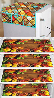 REVEXO Refrigerator  Cover(Width: 58 cm, Multicolor, Silver)