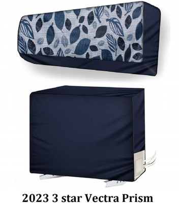 MW PRINTS Air Conditioner  Cover(Width: 111.76 cm, Blue Grey Leaf)