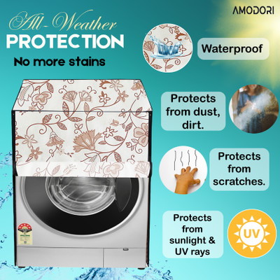 Amodori Front Loading Washing Machine  Cover(Width: 62 cm, White, Beige)