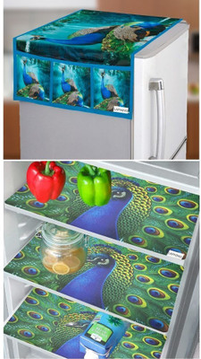 LAPHINO Refrigerator  Cover(Width: 100 cm, GREEN)