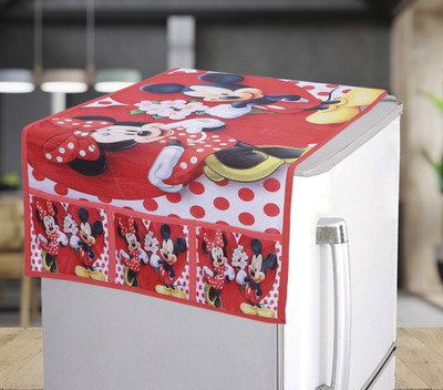 Crosmo Refrigerator  Cover(Width: 56 cm, Red, white)